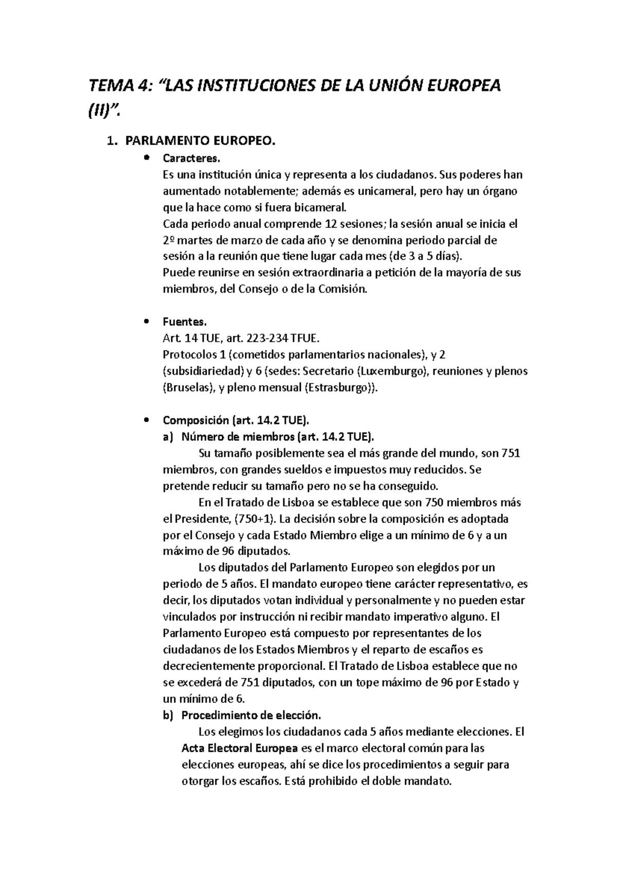 Apuntes TEMA 4 - Resúmenes derecho de la UE. Tema 4. Bastante completo ...
