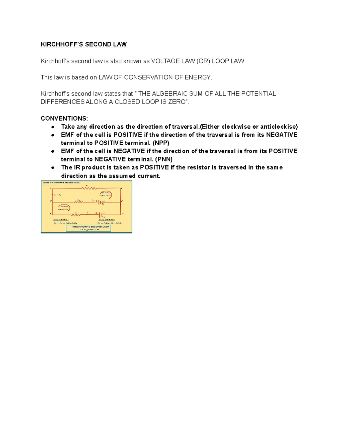 Kirchhoff’S Second LAW - KIRCHHOFF’S SECOND LAW Kirchhoff’s second law ...