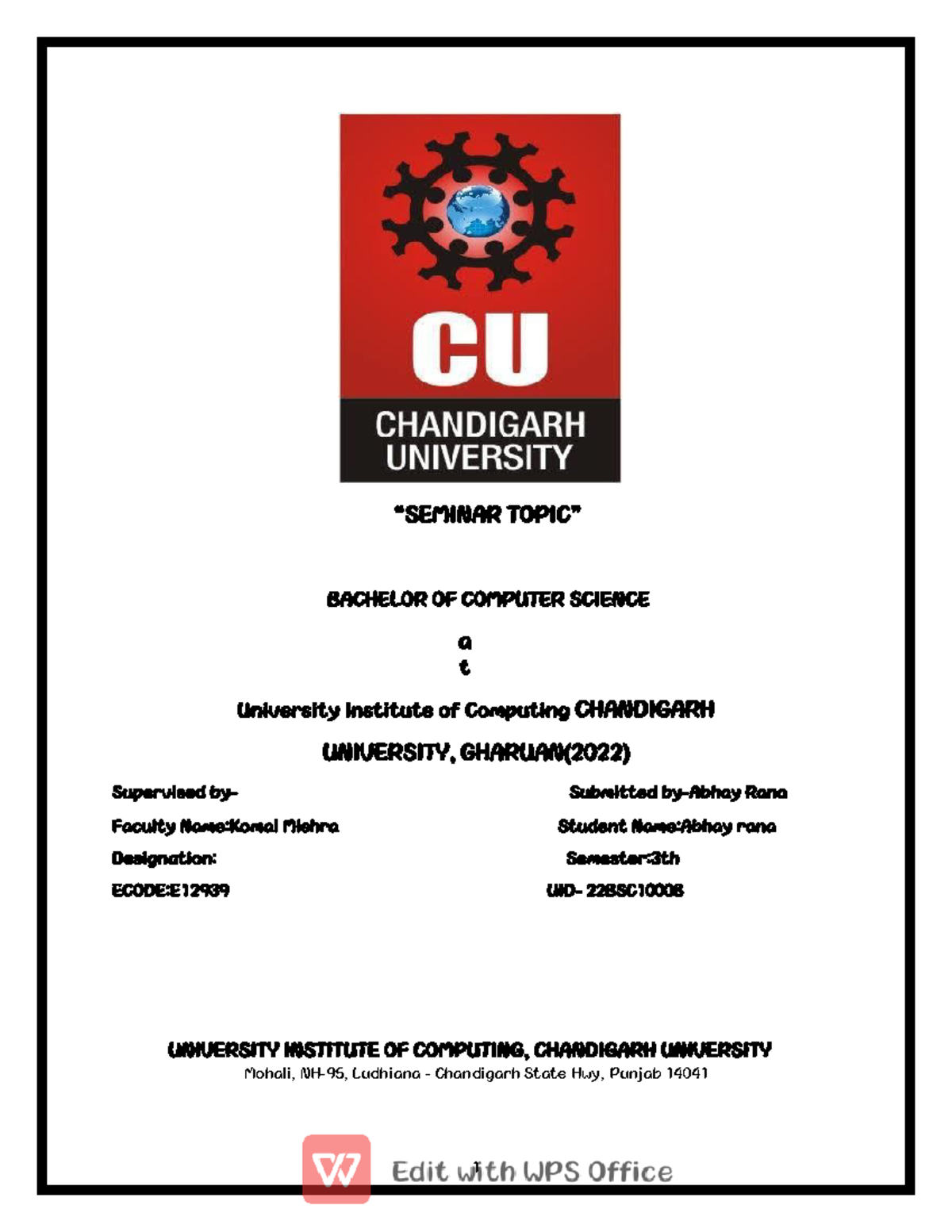 Etical Hacking) - Bachelors of Engineering - Computer Science ...