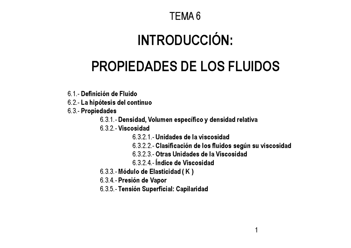 Estatica DE Fluidos - asda - TEMA 6 INTRODUCCIÓN: PROPIEDADES DE LOS ...