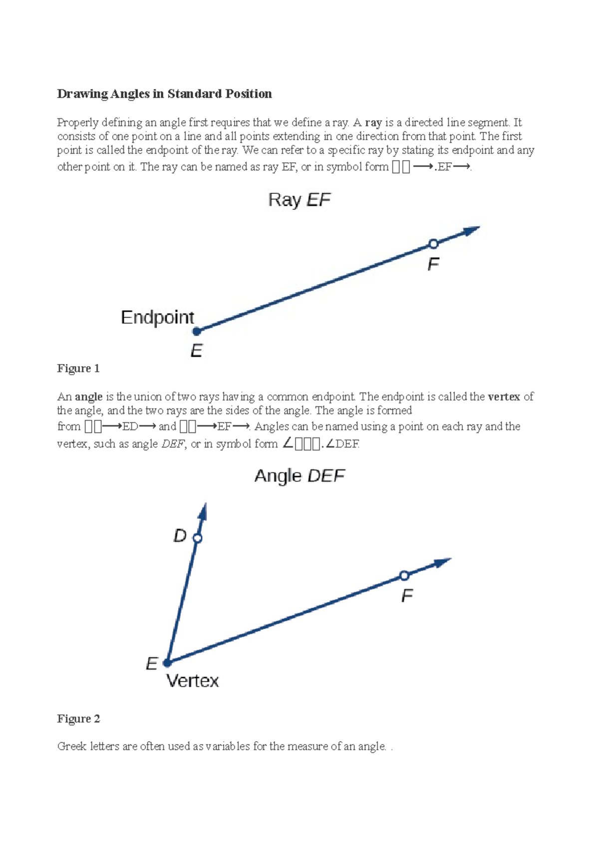 7.1 Angles - Drawing Angles In Standard Position Properly Defining An ...