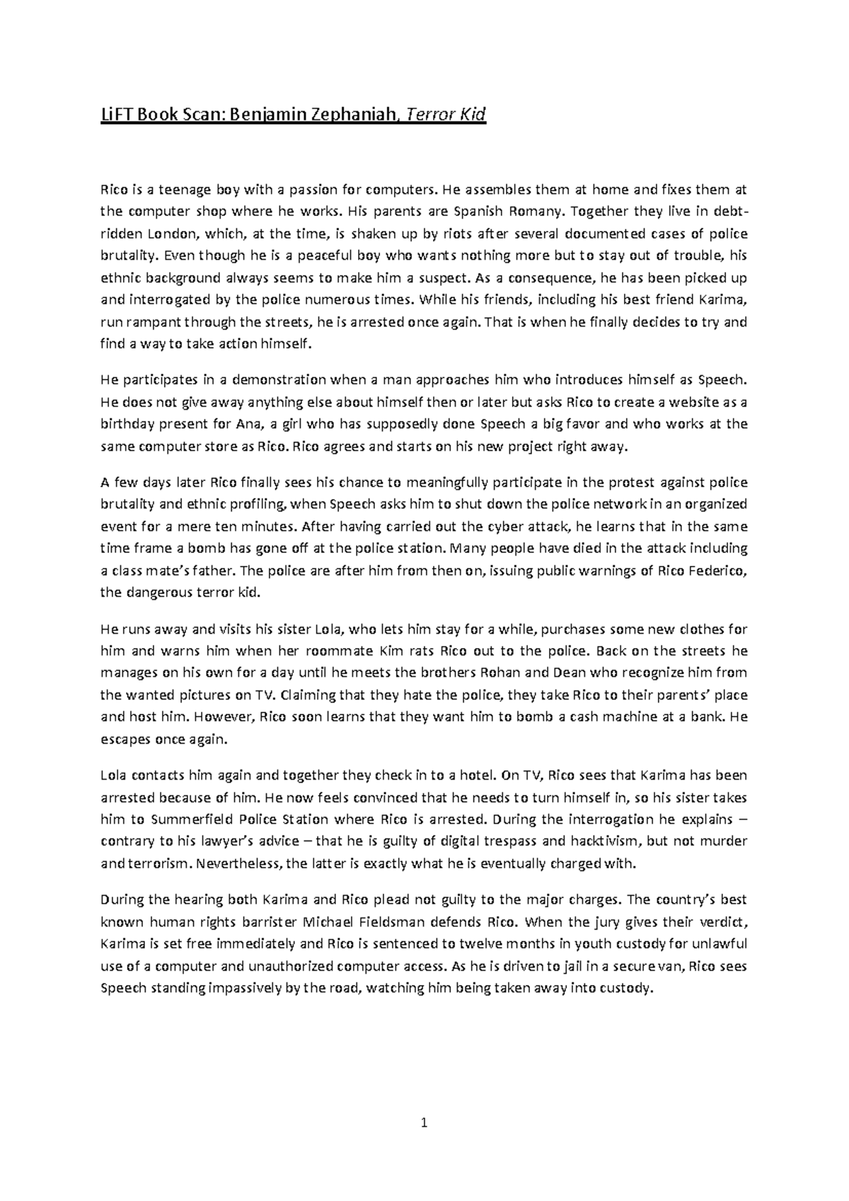 Liftbookscan terror kid - LiFT Book Scan: Benjamin Zephaniah, Terror ...