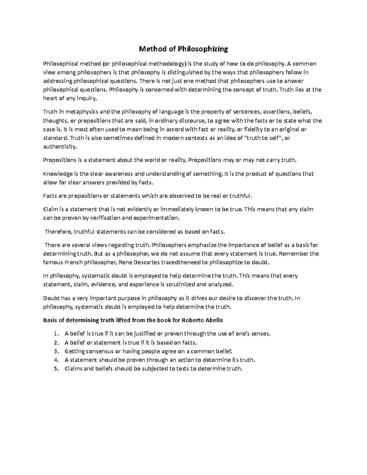 Method of Philosophizing Method of Philosophizing Philosophical