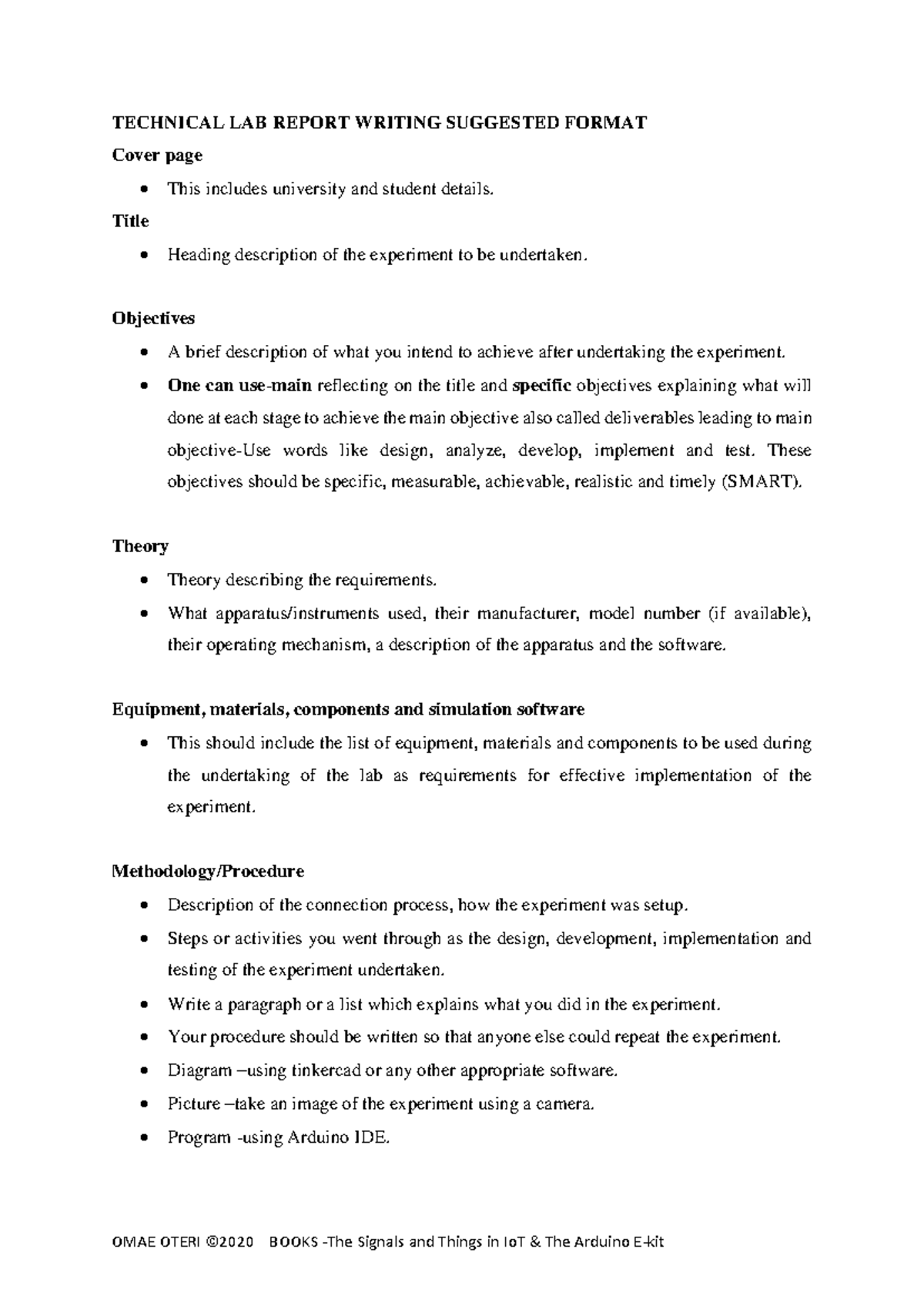 Suggested Report Writting Formats - TECHNICAL LAB REPORT WRITING ...