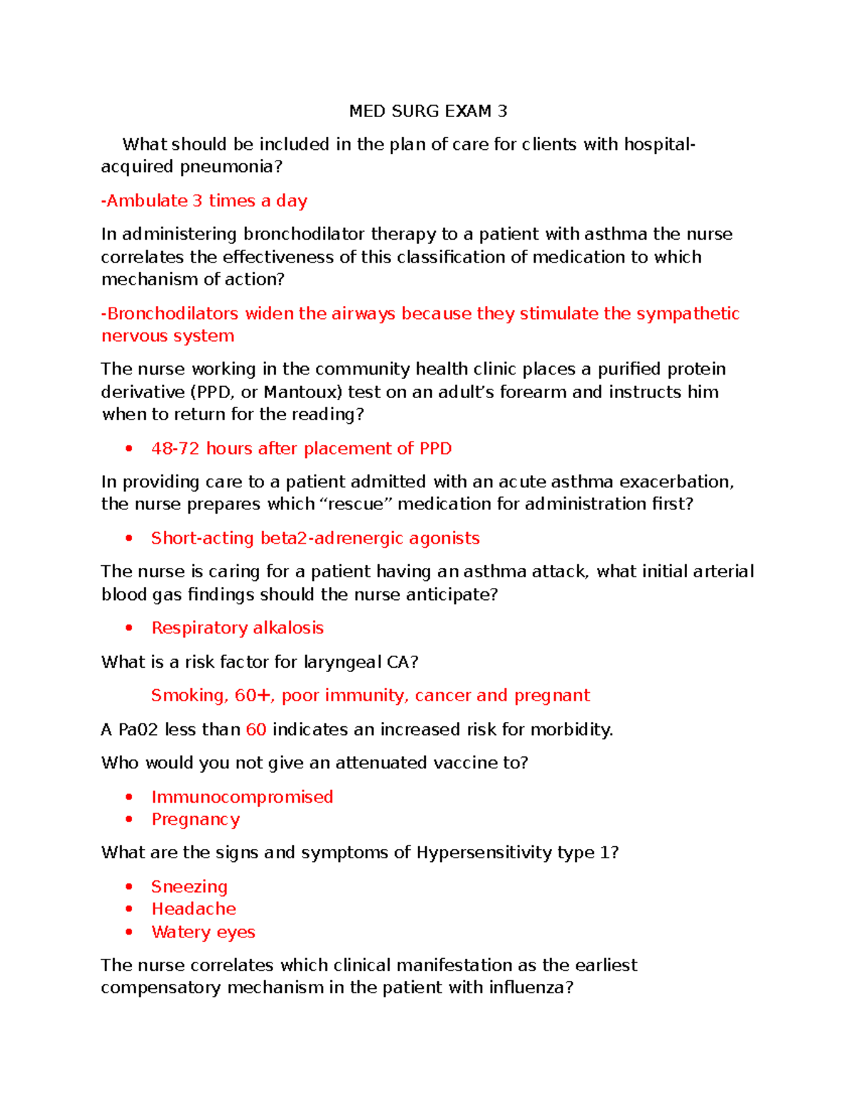 MED SURG EXAM 3 - Study guide - MED SURG EXAM 3 What should be included ...