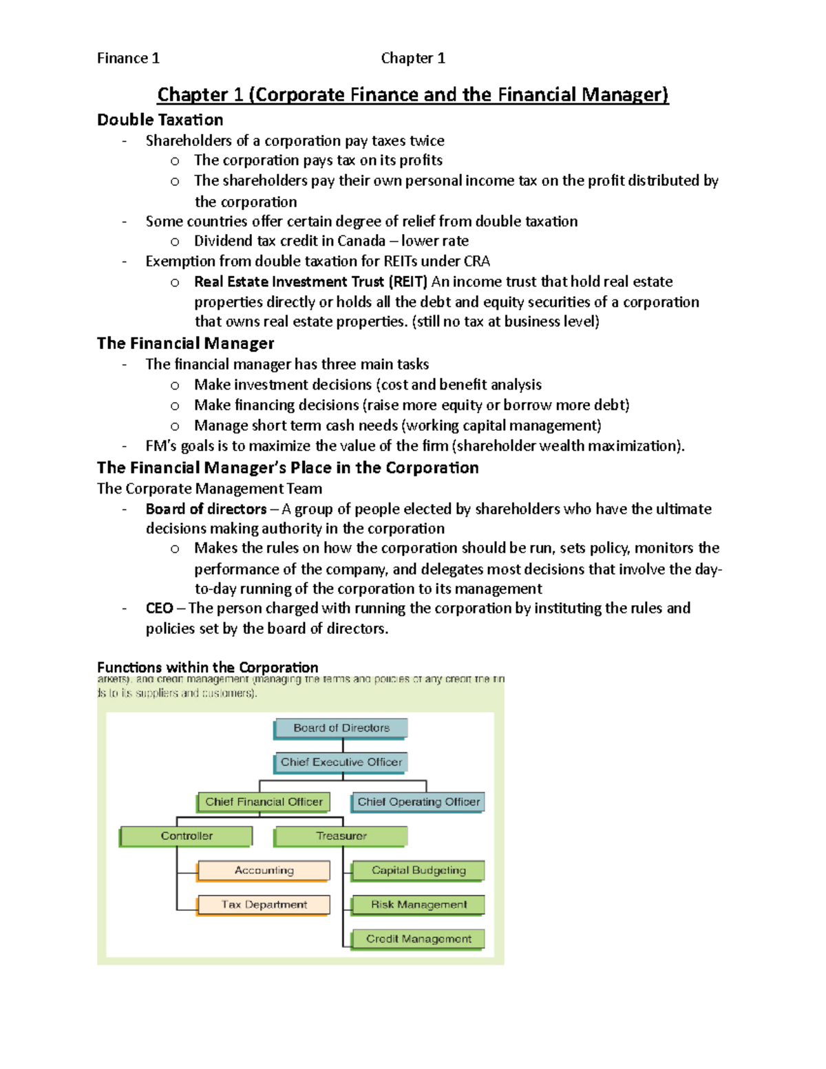 Chapter 1 Powerpoint notes - Finance 1 Chapter 1 Chapter 1 (Corporate ...