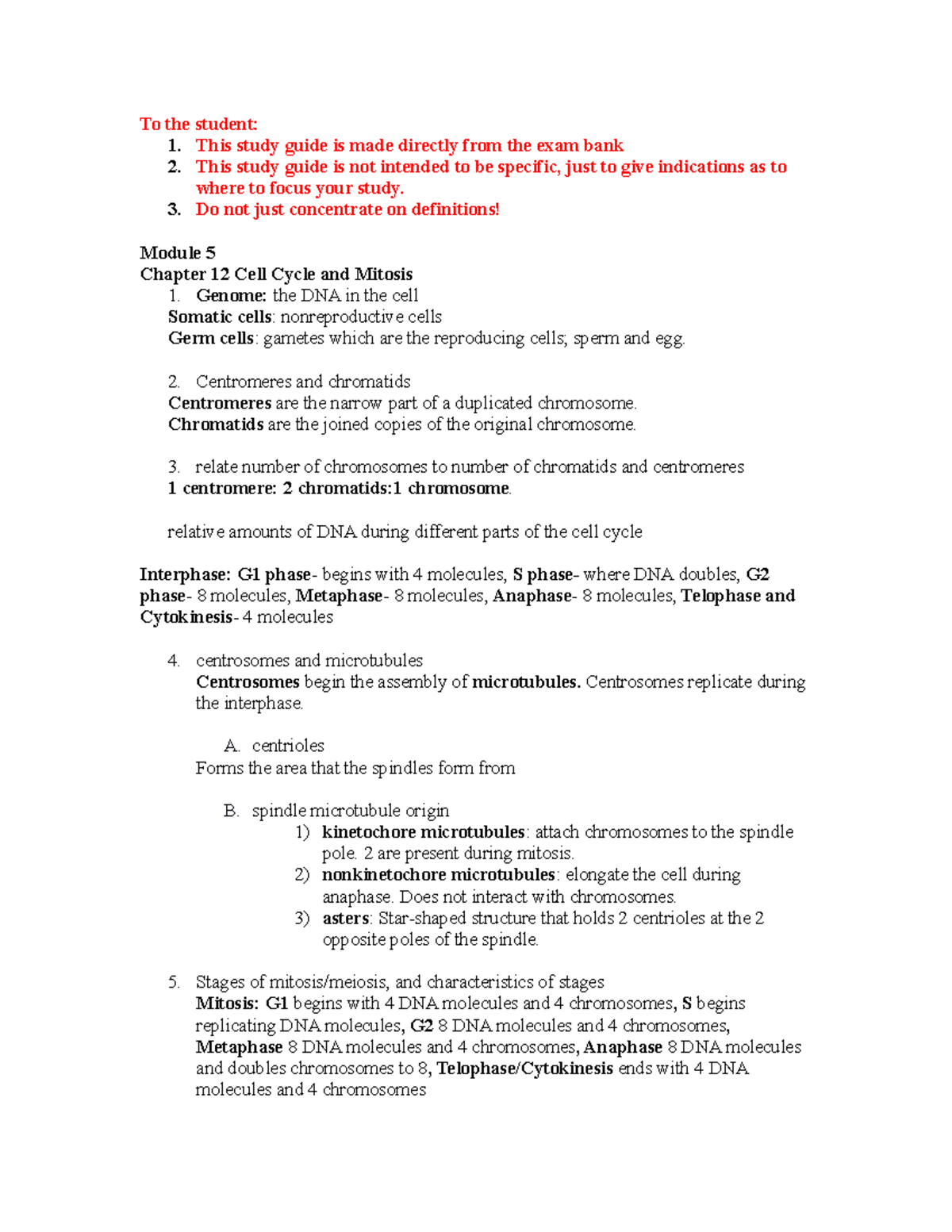 Module 5E Study Guide - To The Student: 1. This Study Guide Is Made ...