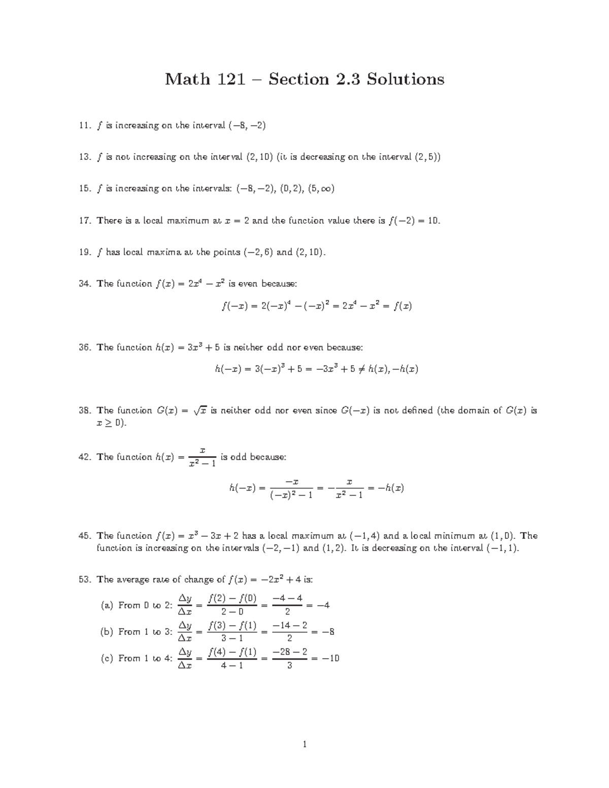 Math 121 - Homework Solutions 2.3 - Math 121 Section 2 Solutions 11. f ...