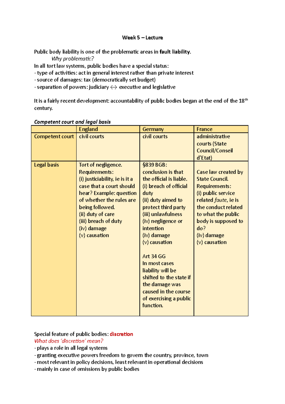 Week 5 – Lecture - Week 5 – Lecture Public body liability is one of the ...
