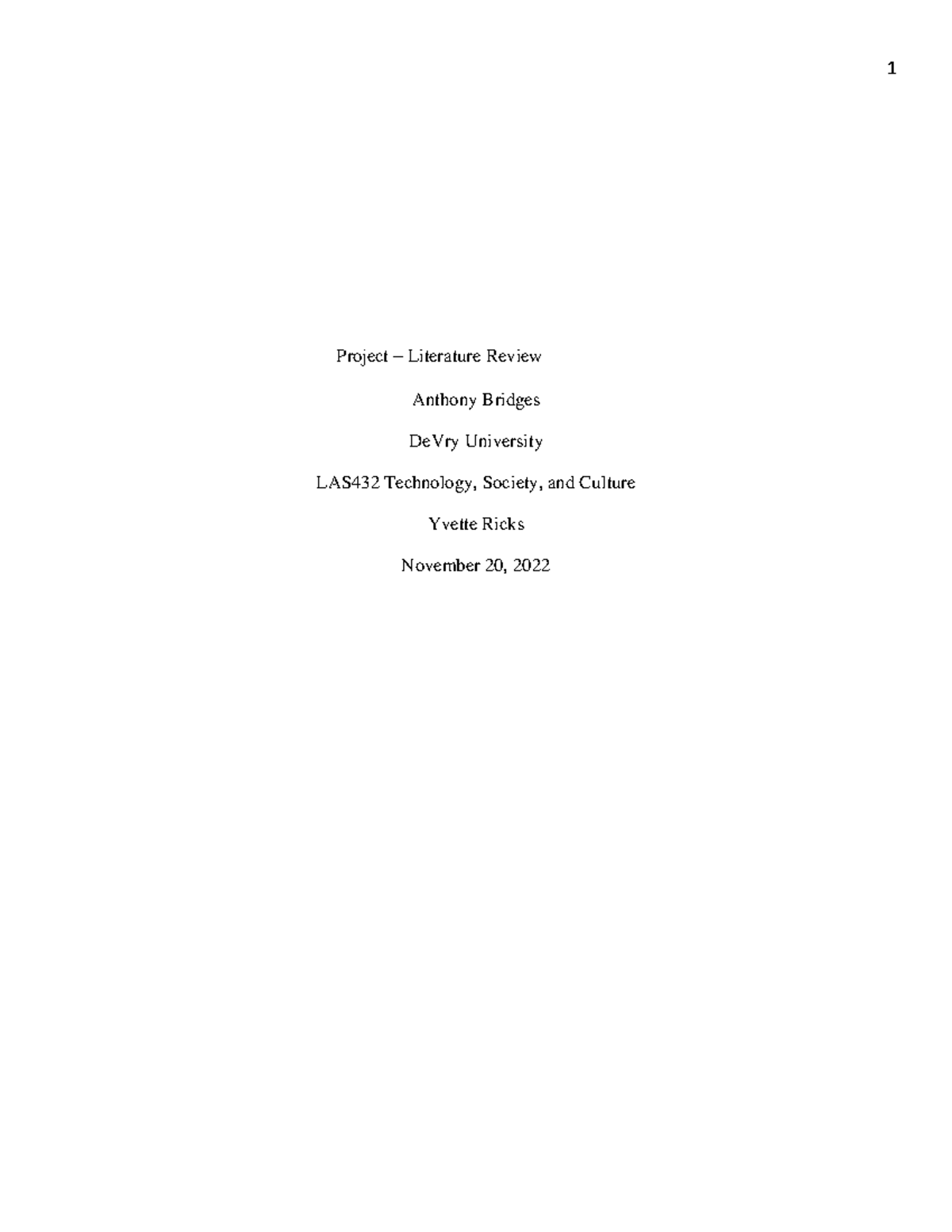 LAS432 Week 2 SWOT Analysis Template 4-3 - Project – Literature Review ...