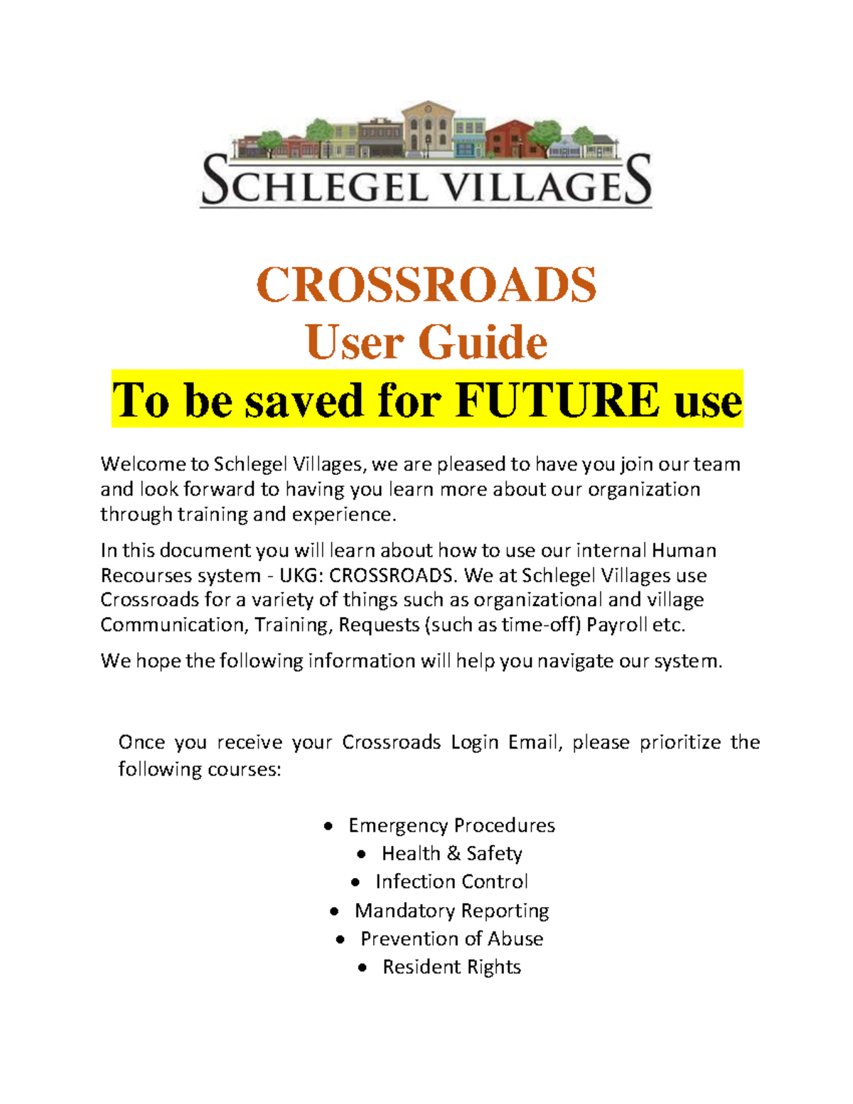 Crossroads User Guides FOR Onboarding CROSSROADS User Guide To be