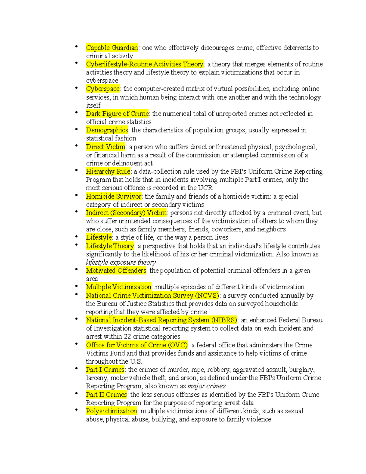 Ch. 10 Vocab - Capable Guardian: one who effectively discourages crime ...