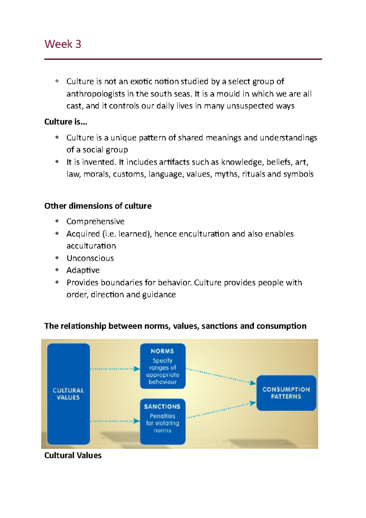 Week 3 - Lecture notes 3 - Week 3 Culture is not an exoic noion studied ...
