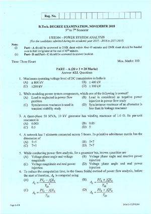 Psa sem 4 - Paper - Power System Analysis - Studocu
