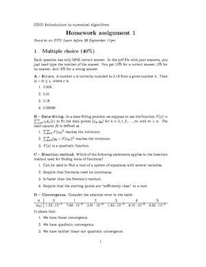 Homework 2 2023 - 02601 Introduction to numerical algorithms Homework ...
