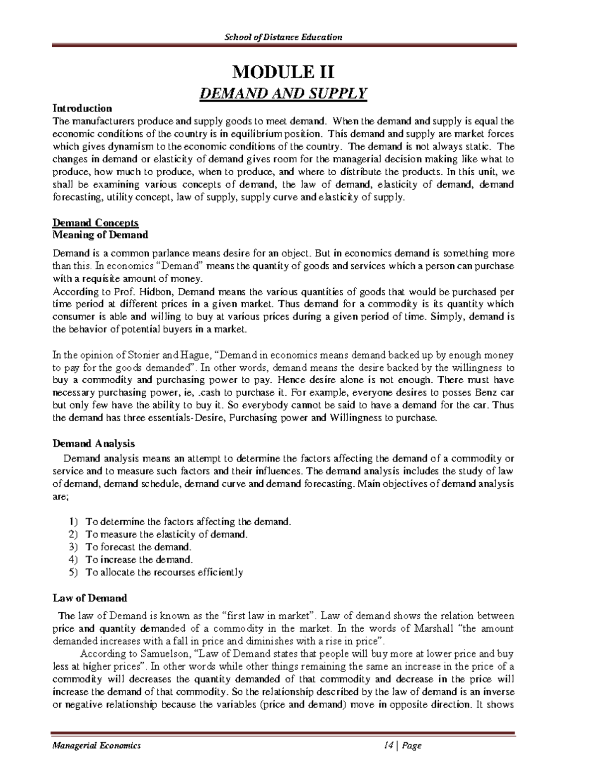 Module 2 Demand and supply - MODULE II DEMAND AND SUPPLY Introduction ...