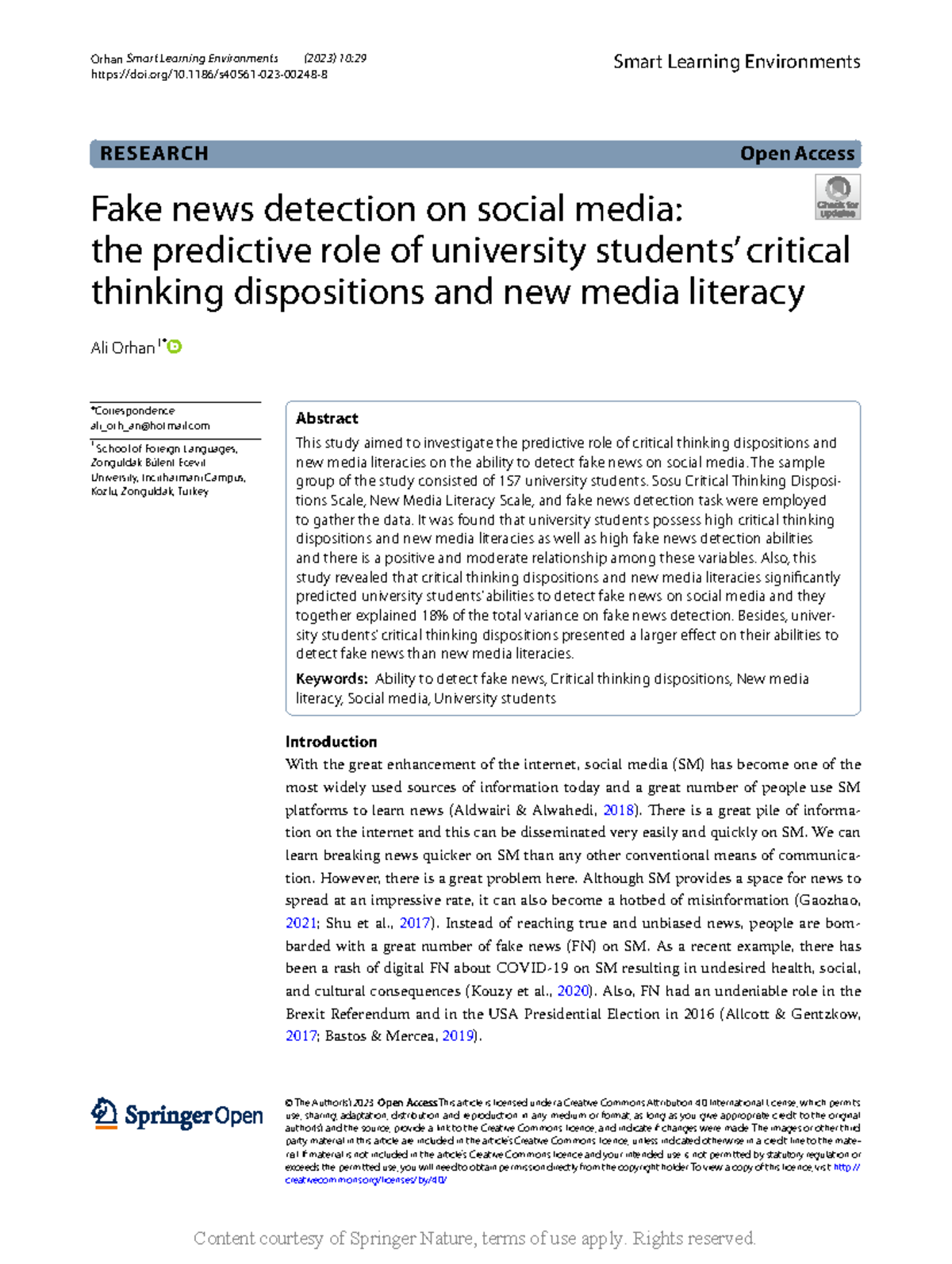 Fake news detection on social media the predictive - Open Access © The ...