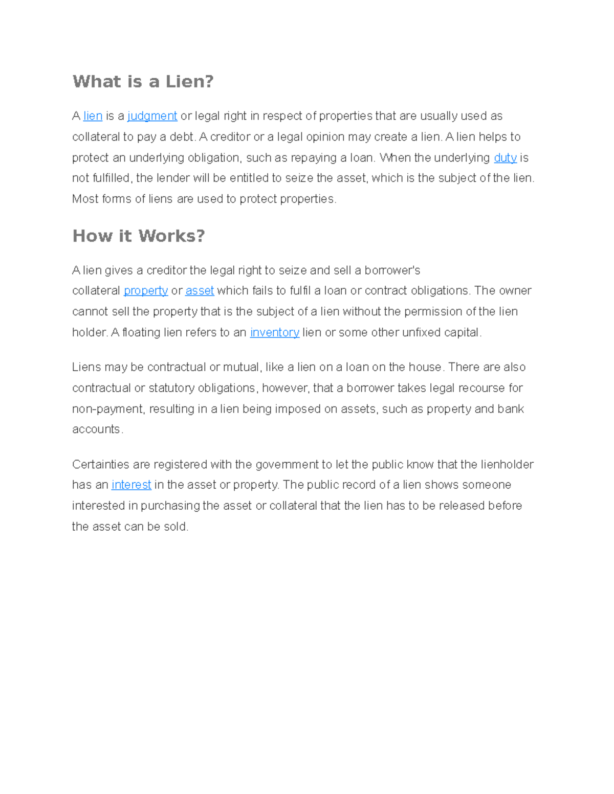 What is a Lien, Definition, How it Works & Types of Lien What is a