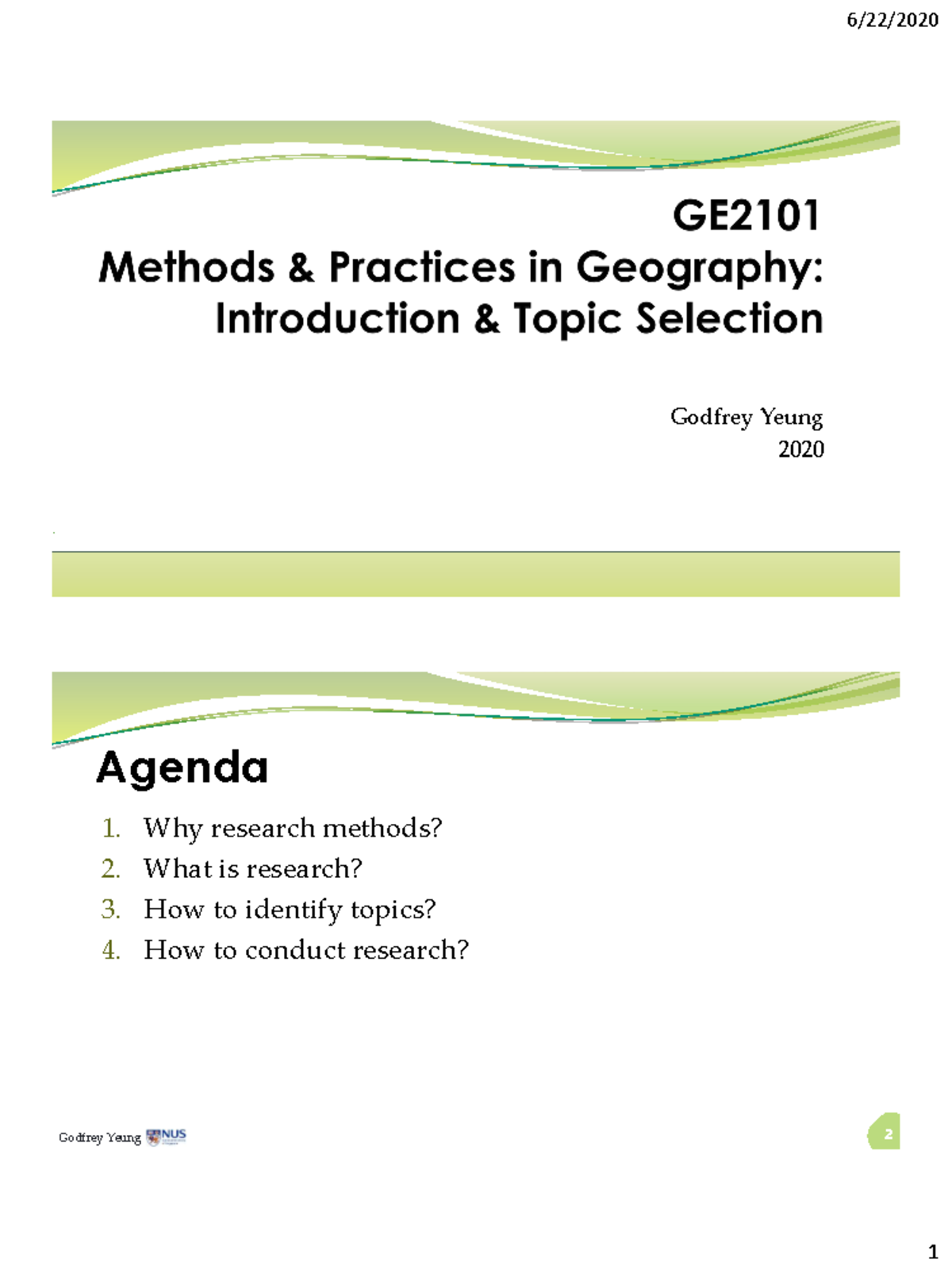 Methods & Practices in Geography - L1 Topic Selection - Godfrey Yeung ...