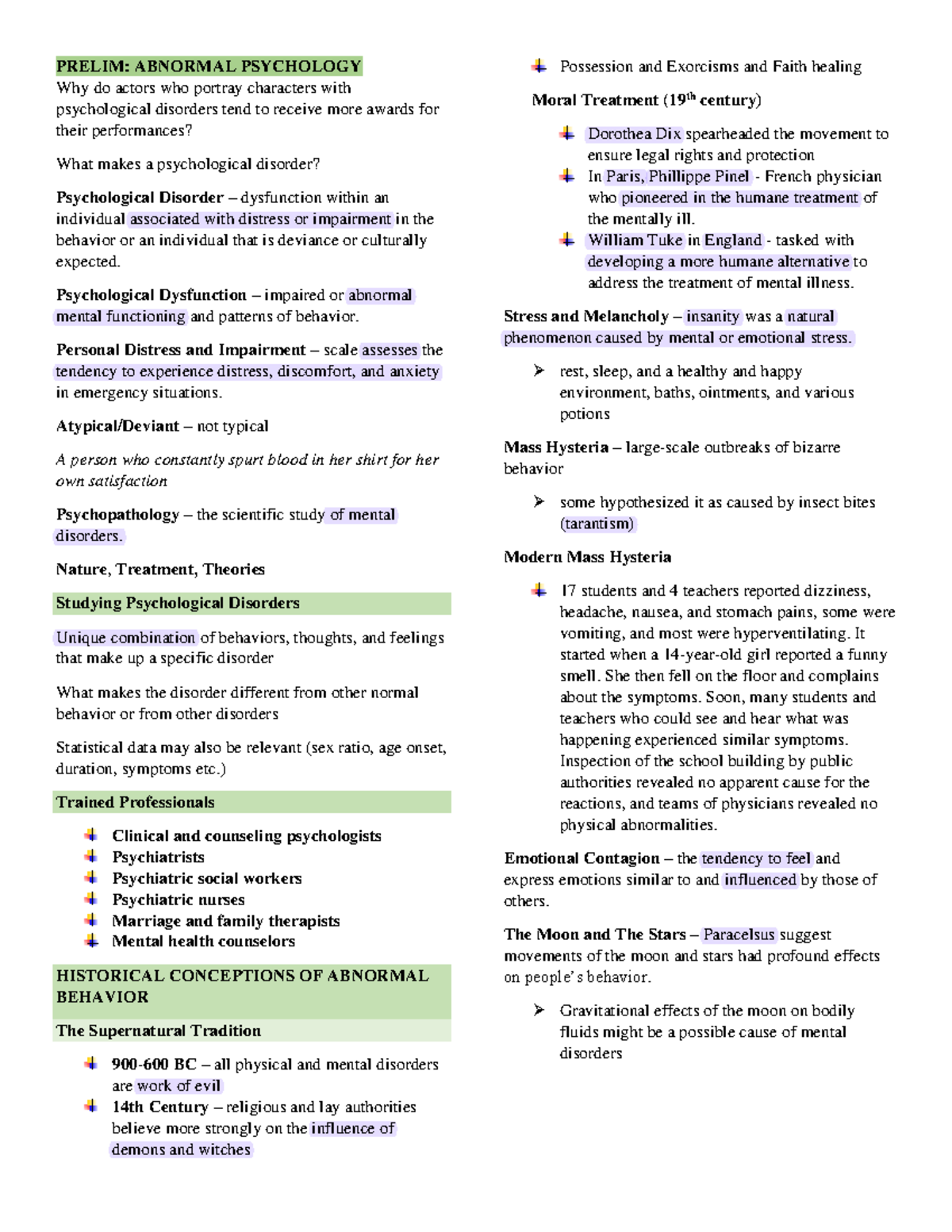 Prelim-abpsy - ..... - PRELIM: ABNORMAL PSYCHOLOGY Why do actors who ...