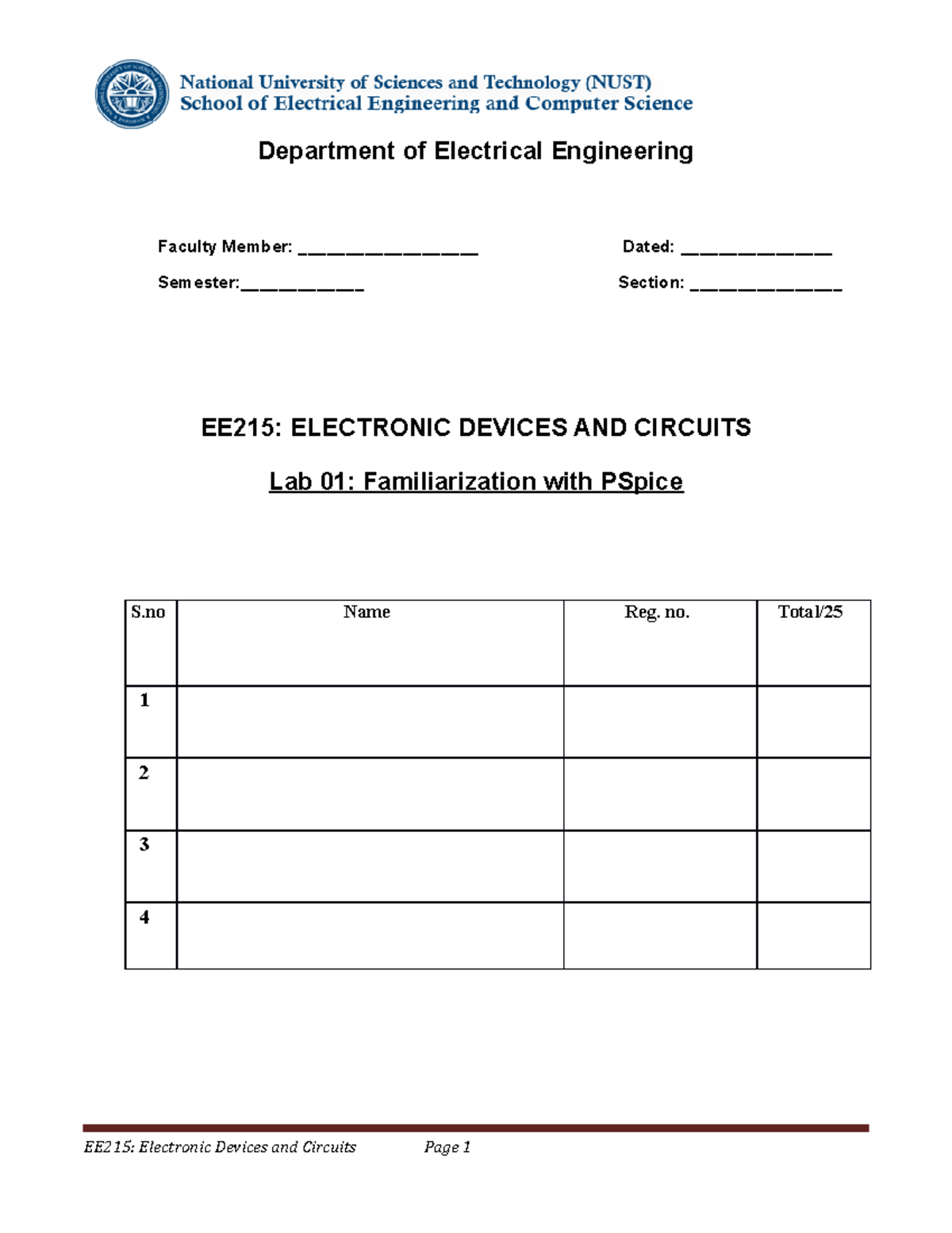 1-EDC lab no - Lab 1 - Department of Electrical Engineering Faculty ...