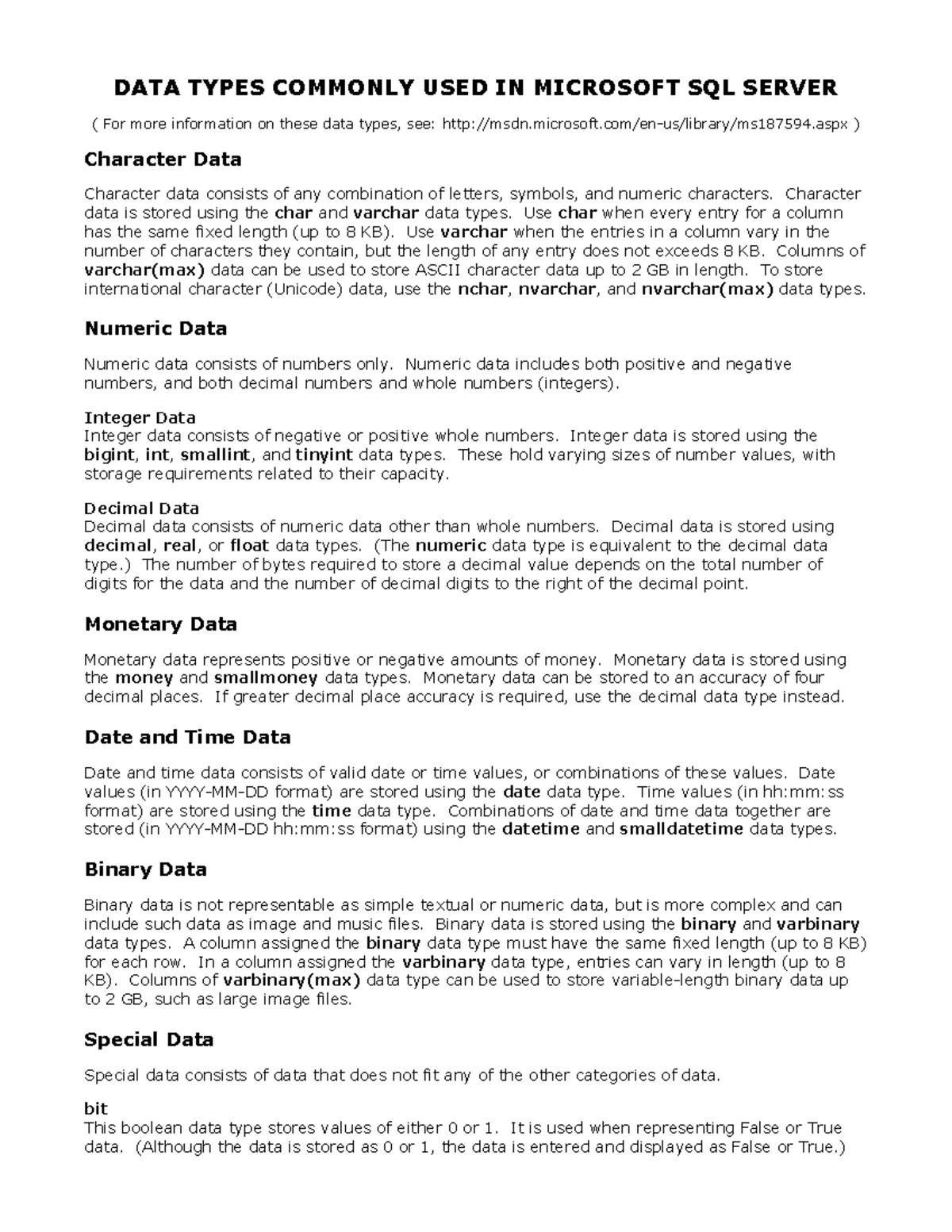 Sql Server Data Length