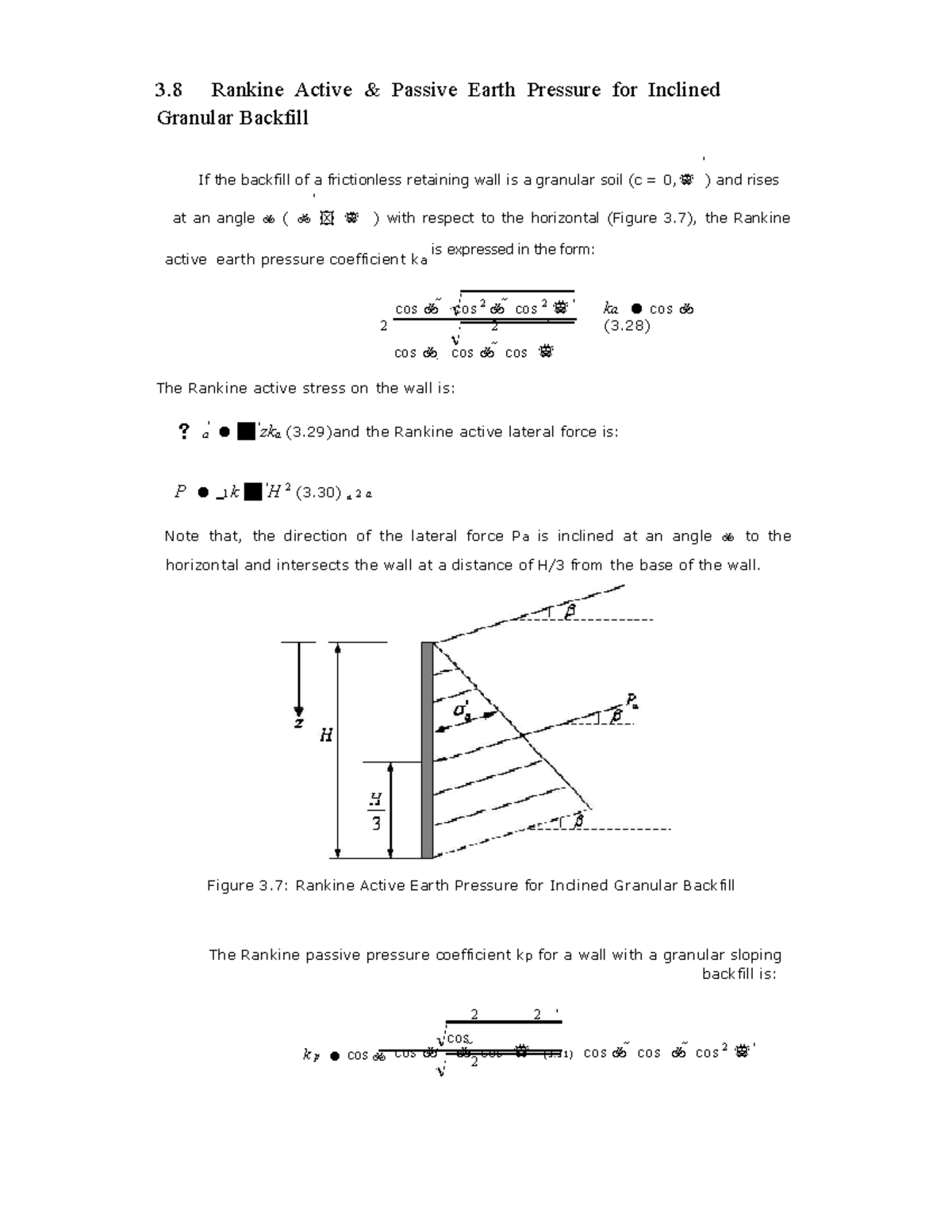 Rankine Active Passive Earth Pressure for Inclined Granular Backfill ...