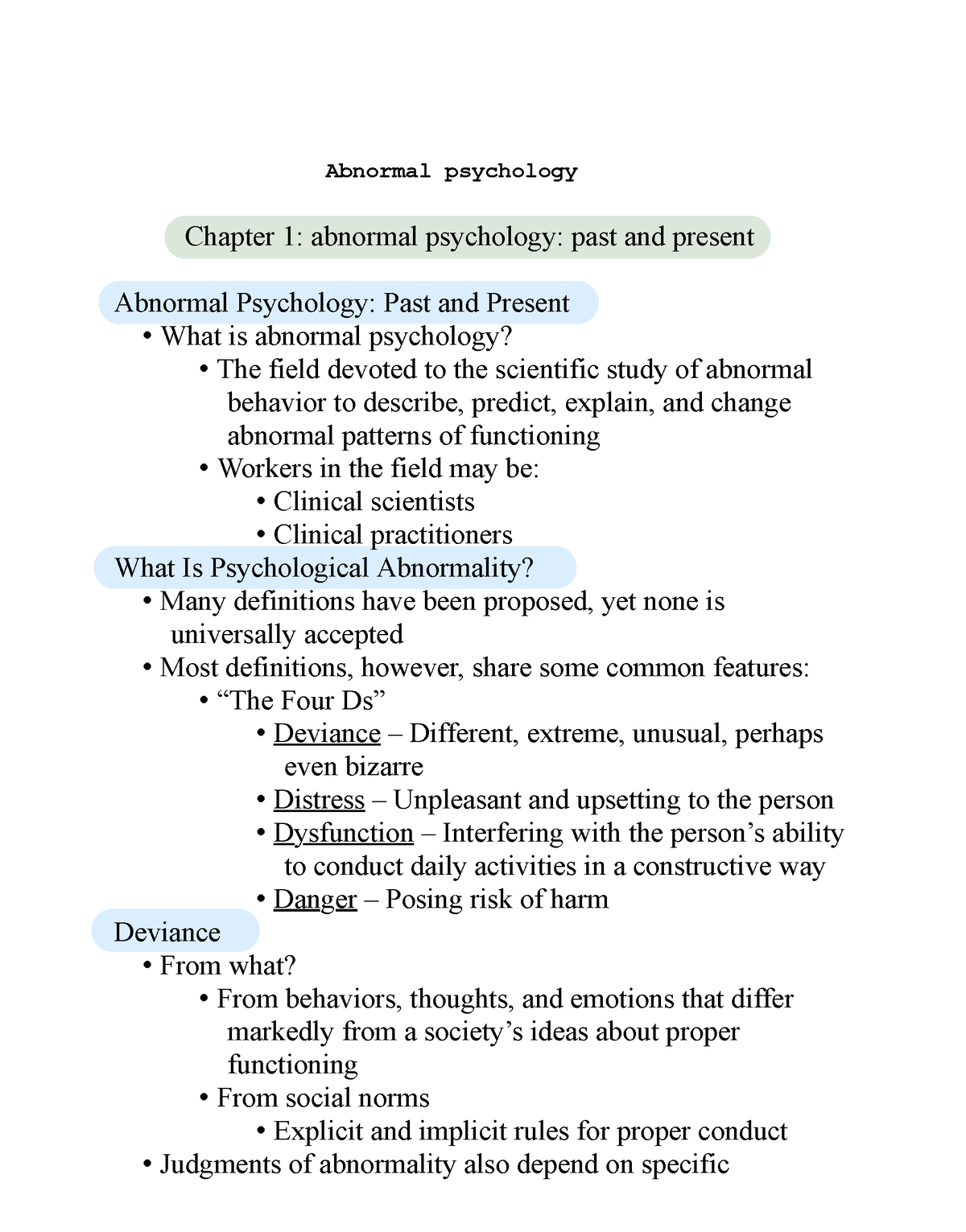 abnormal psychology essay questions