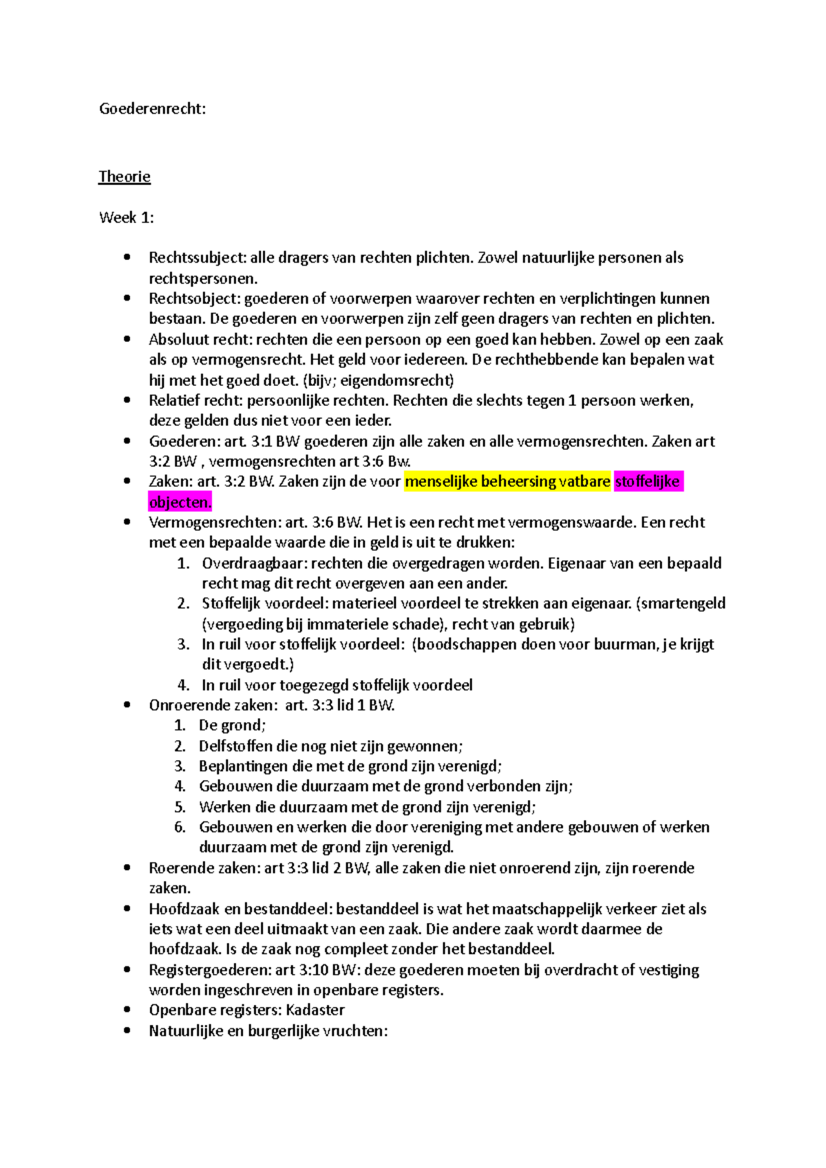 Goederenrecht - Samenvatting Van De Werkgroep - Goederenrecht: Theorie ...