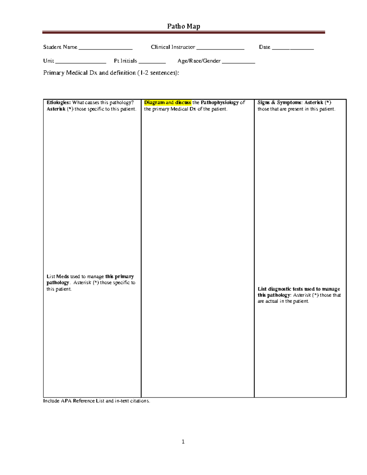 Patho+Map Blank - Homework template - Student Name ...