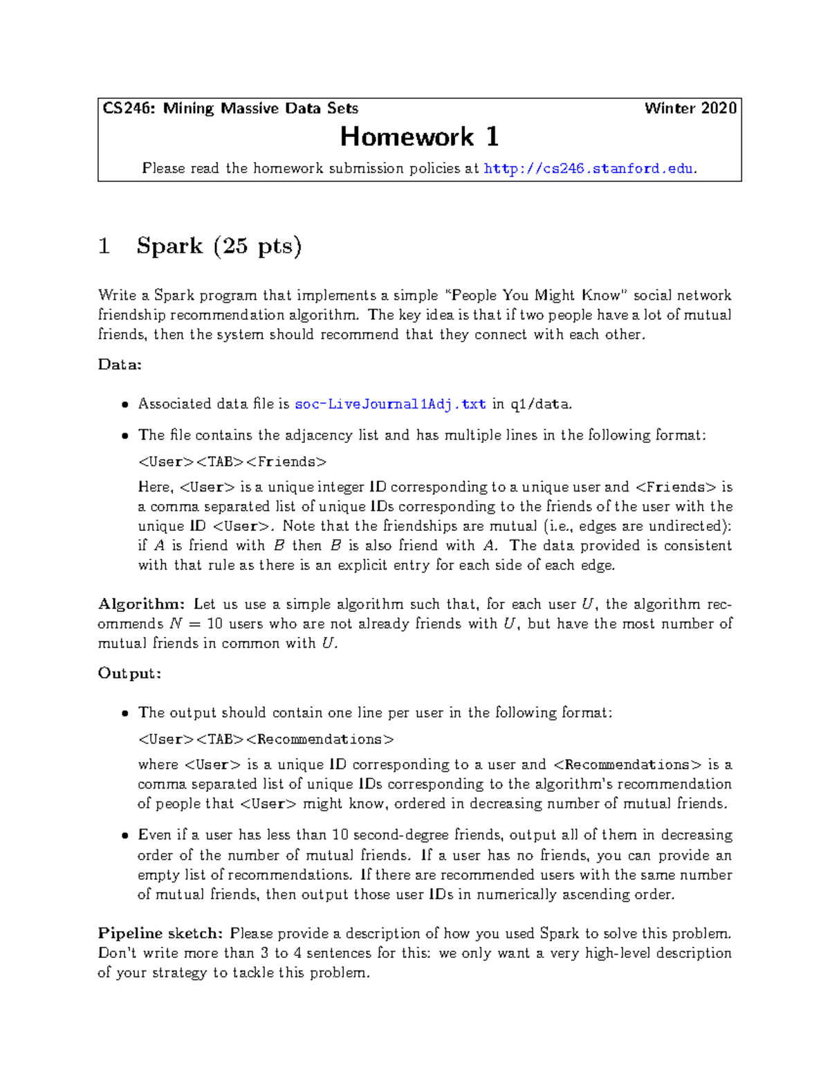 Hw1 - Hw1 - CS246: Mining Massive Data Sets Winter 2020 Homework 1 ...