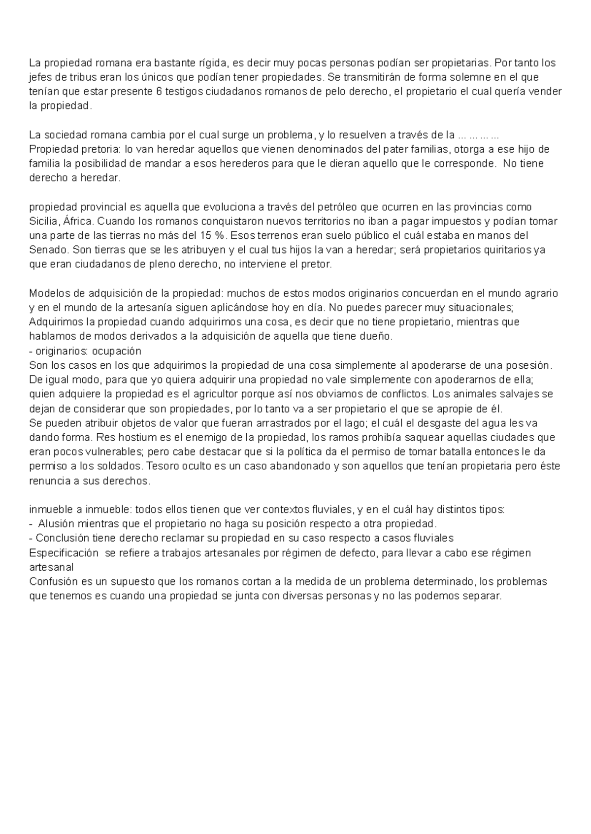 Derecho romano - Apuntes - La propiedad romana era bastante rígida, es ...