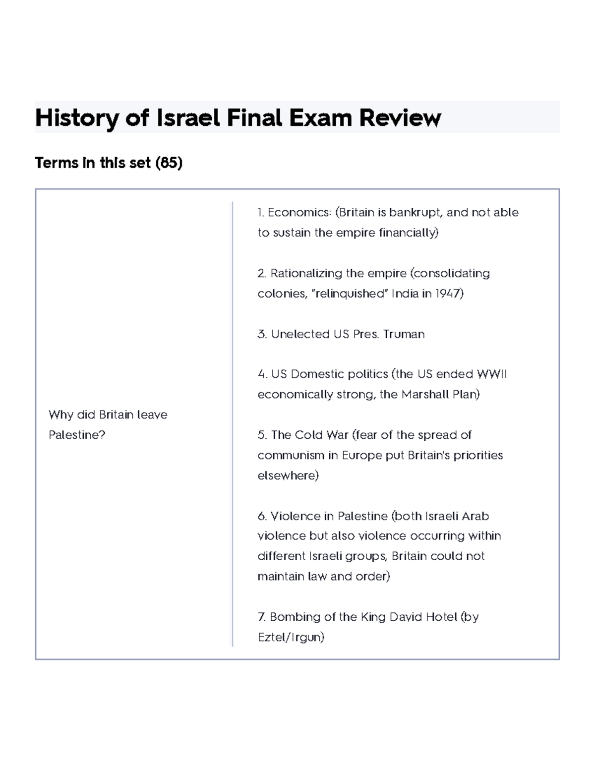 History Of Israel Final Exam Review Flashcards Quizlet - History Of ...