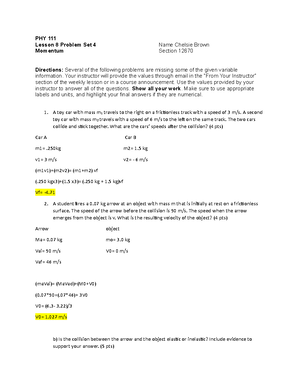 PHY111 13 - PHY 111 Lesson 6 Problem Set 6. - PHY 111 - Rio Salado ...