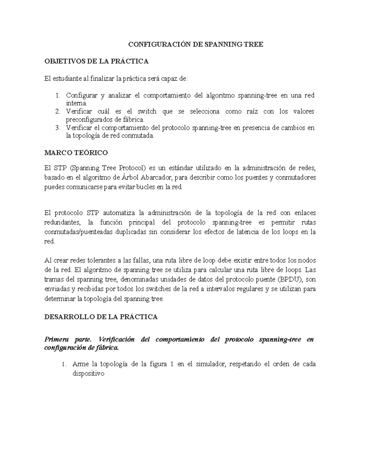 Spanning-tree - tree - CONFIGURACIÓN DE SPANNING TREE OBJETIVOS DE LA ...