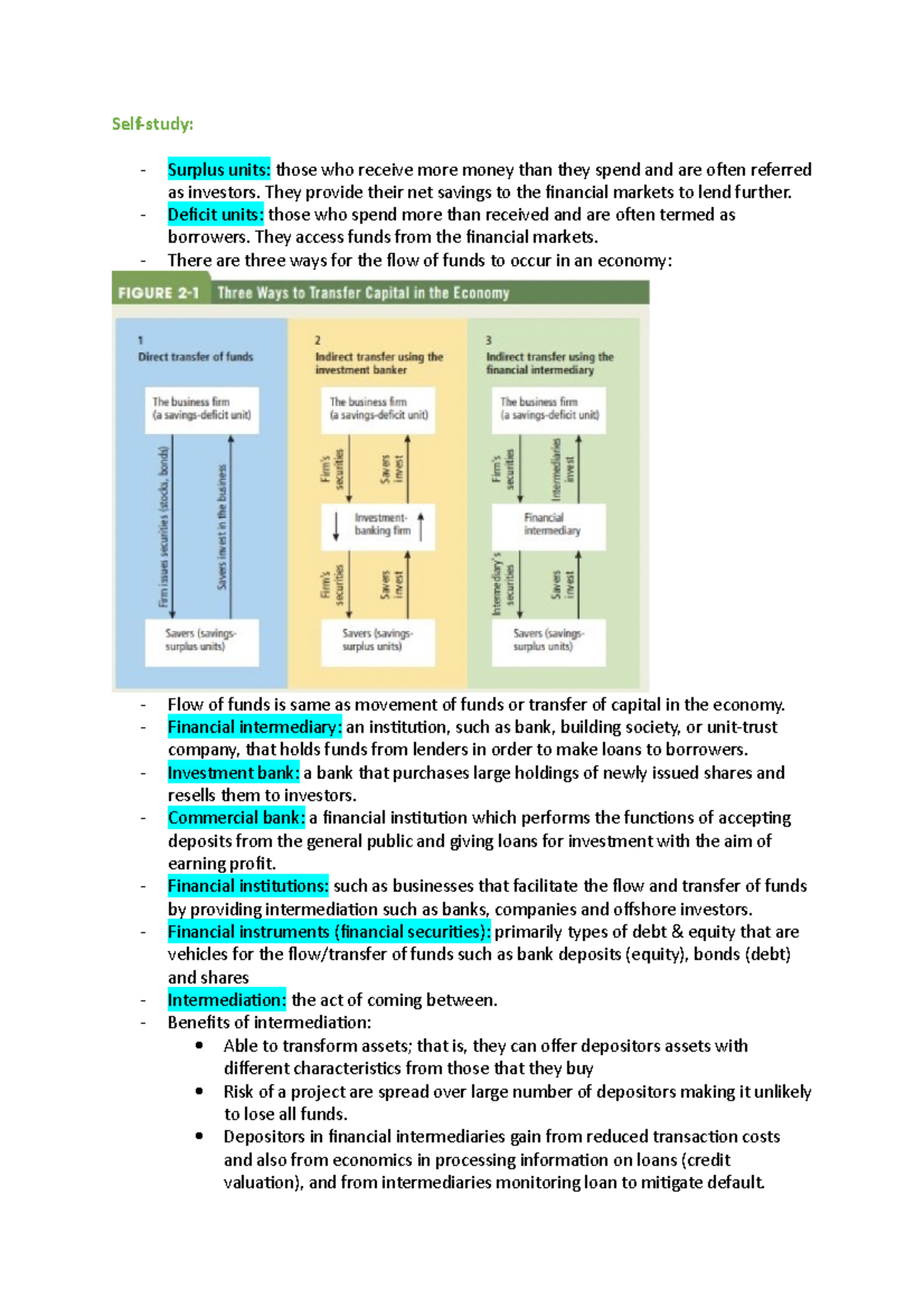 Self-study Week 1 - Summary of week 1 - Self-study: Surplus units ...