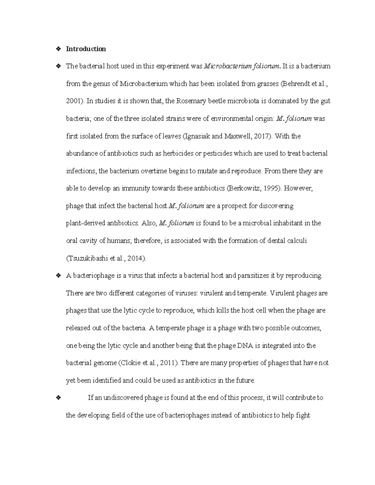 Final Paper- Extraction of Phage from Soil - Introduction The bacterial ...