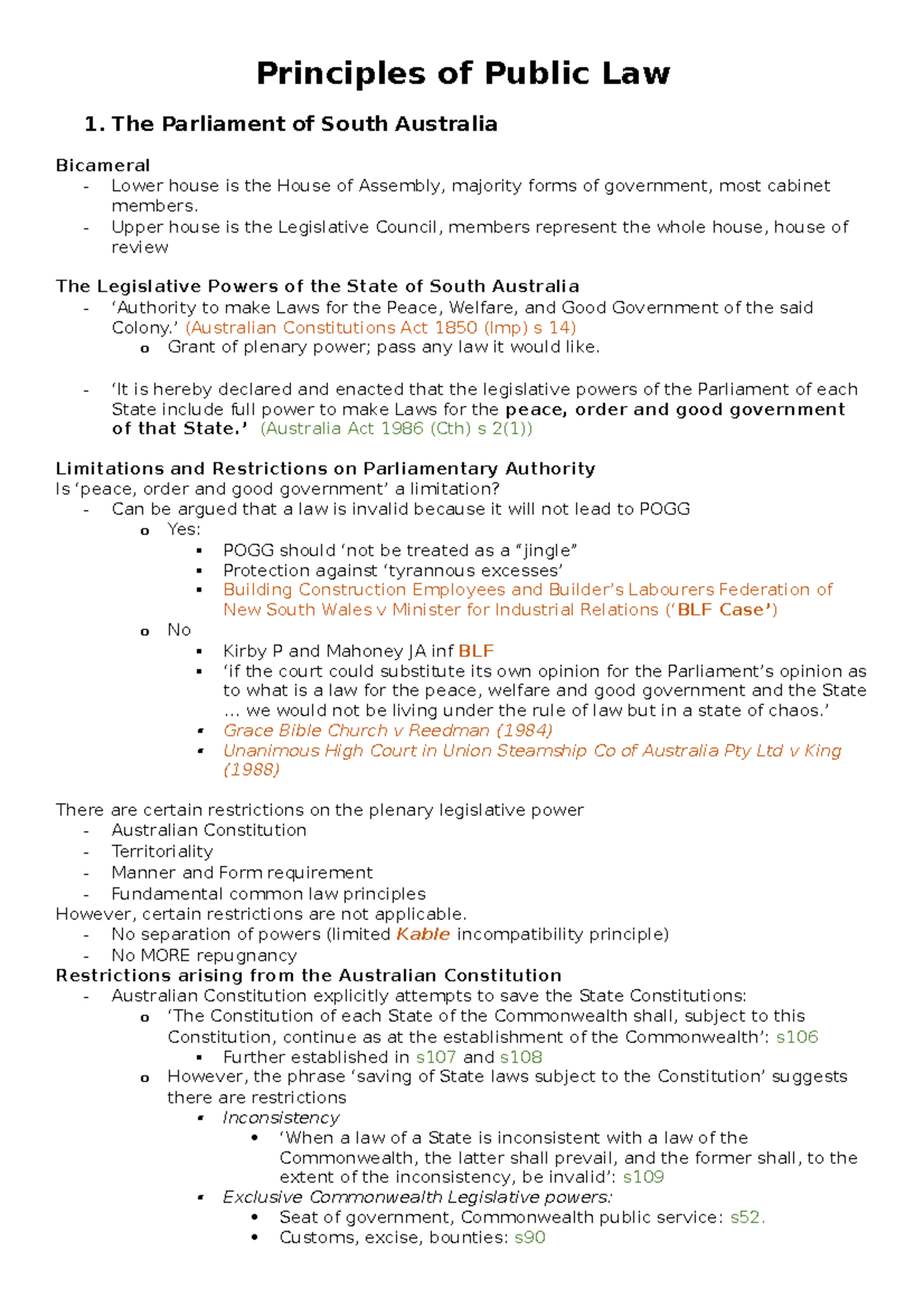 PPL-Notes - Lecture notes 10 - Principles of Public Law 1. The ...