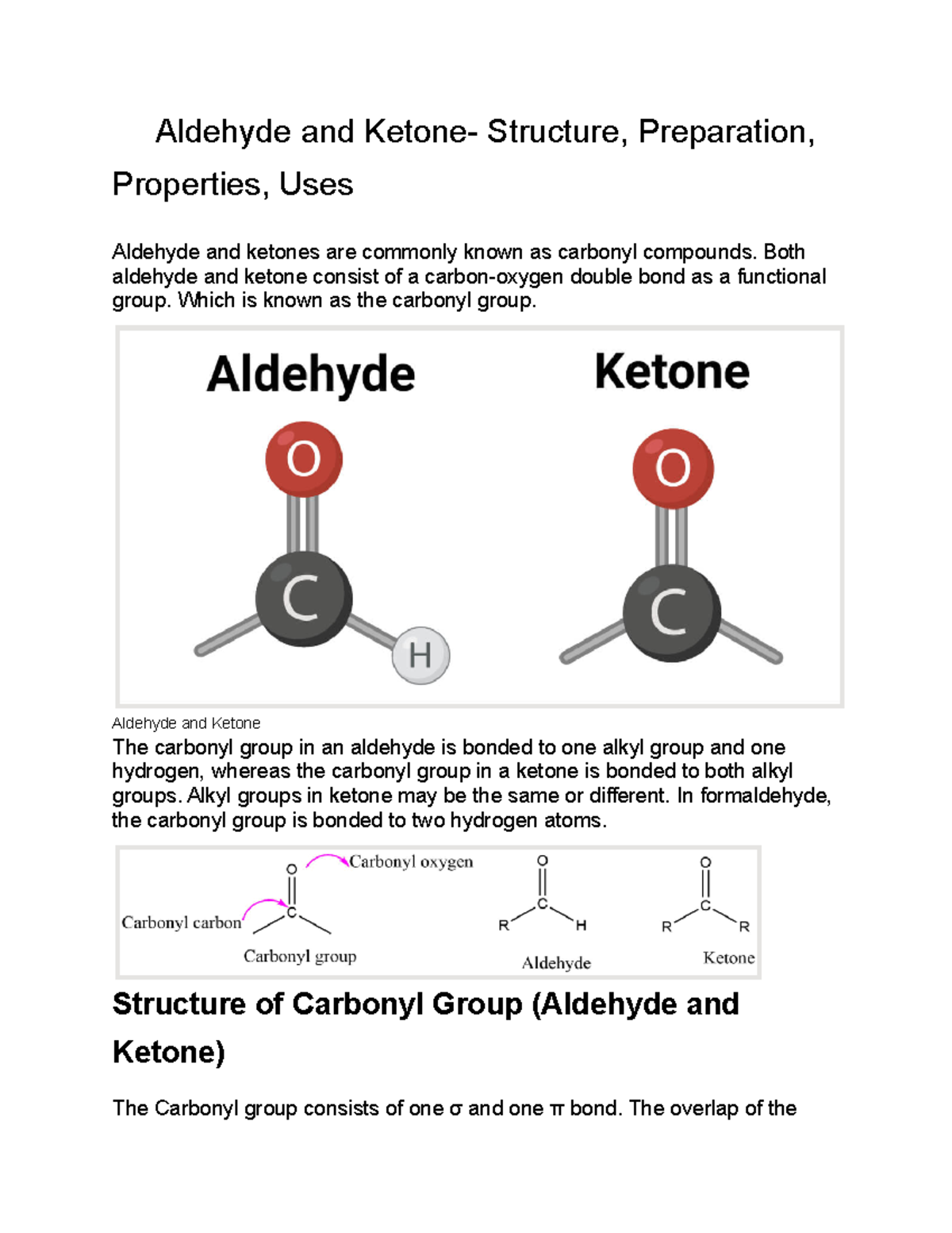 carbonyl aldehyde