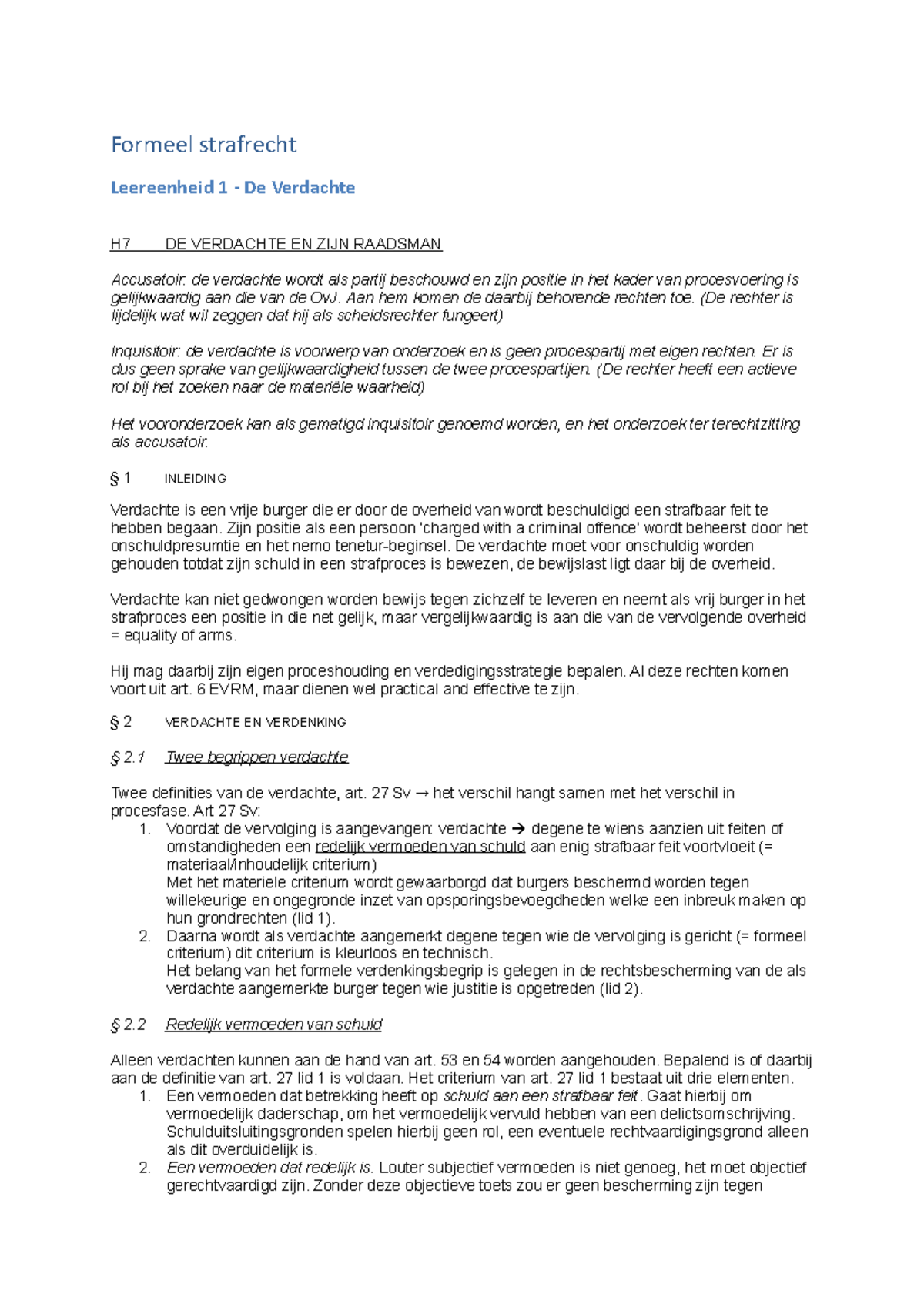 Samenvatting Formeel Strafrecht - Formeel Strafrecht Leereenheid 1 - De ...