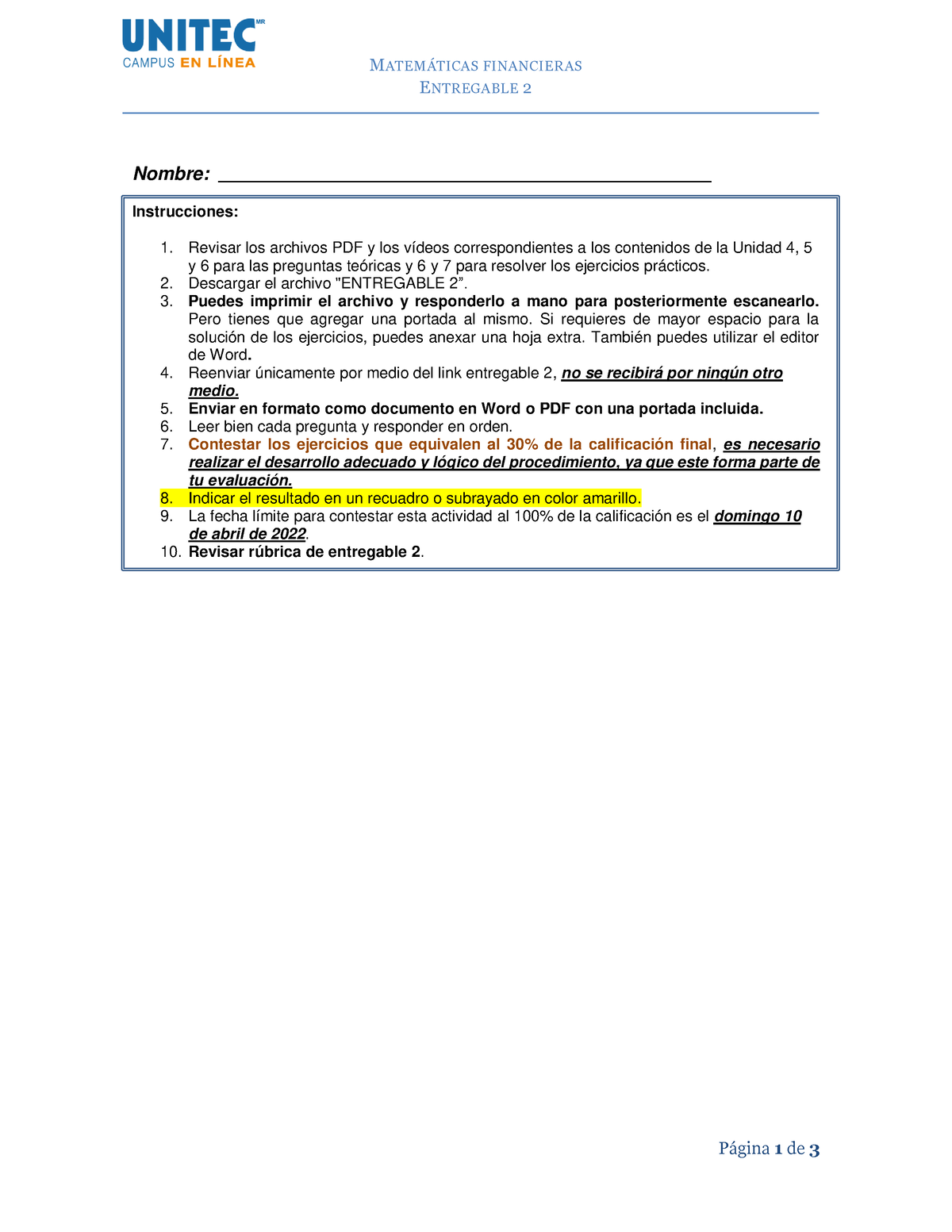 Entregable 2 Matemáticas Financieras - MATEMÁTICAS FINANCIERAS ...