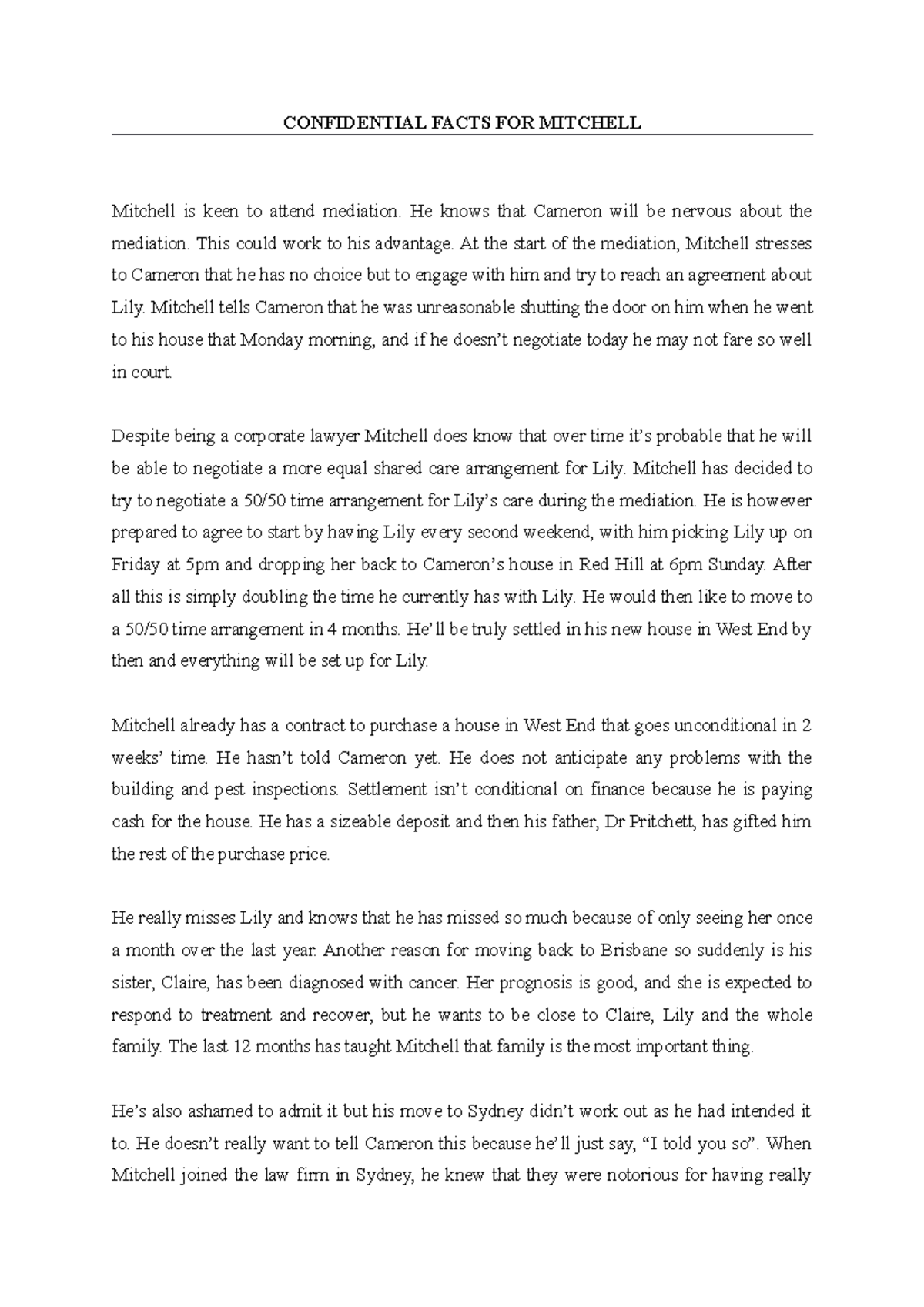 Confidential Facts for Mitchell - CONFIDENTIAL FACTS FOR MITCHELL ...