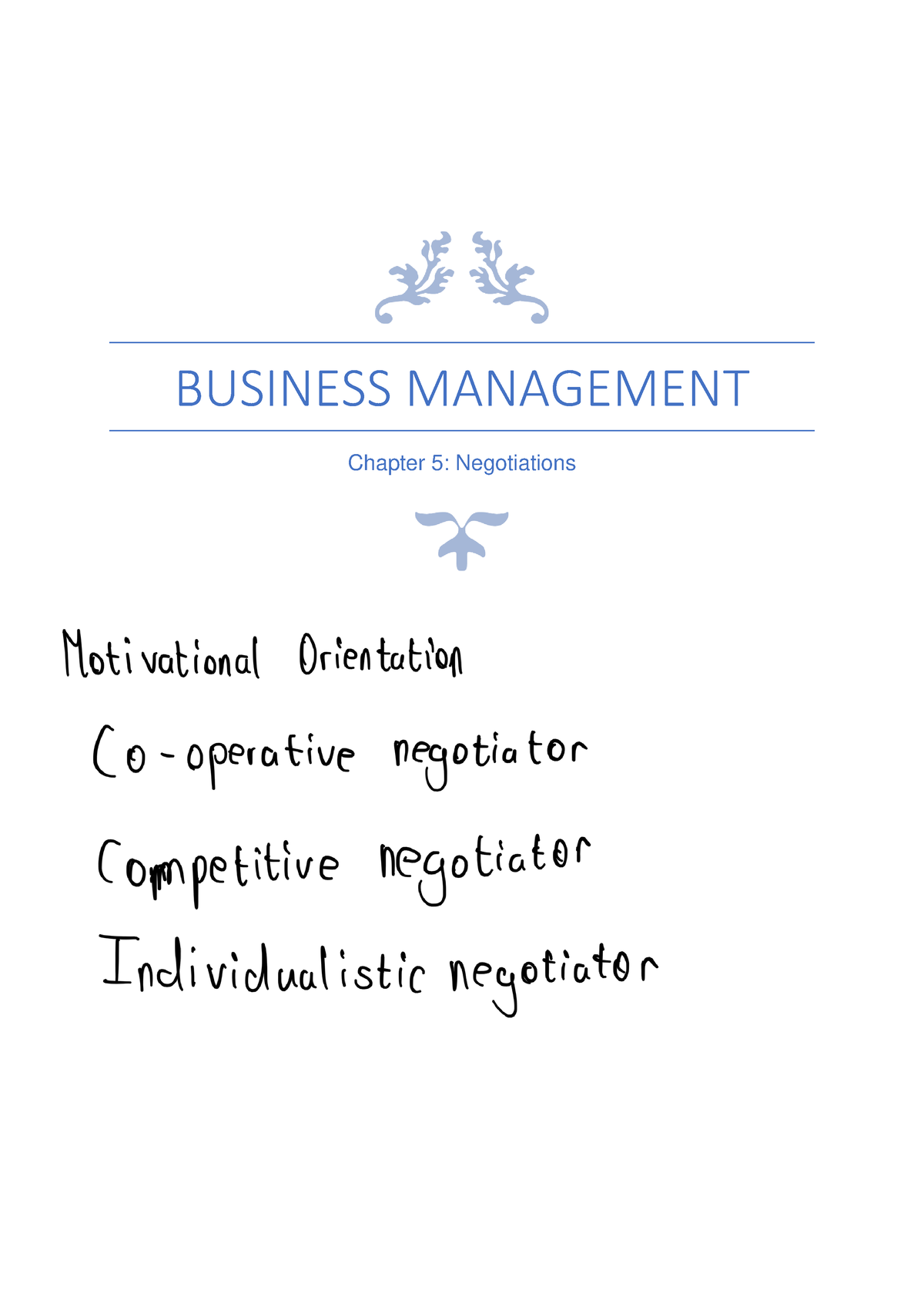 Chapter 5 Negotiations - BUSINESS MANAGEMENT Chapter 5: Negotiations ...