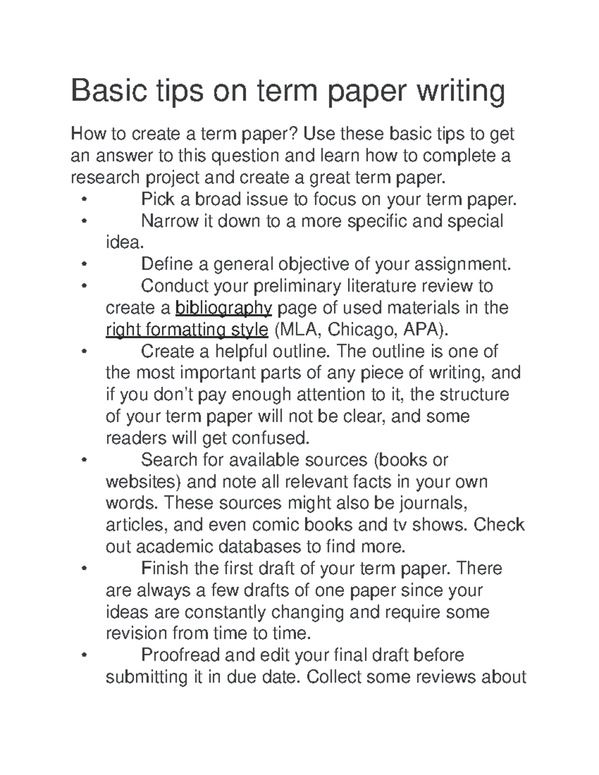 importance of writing a term paper