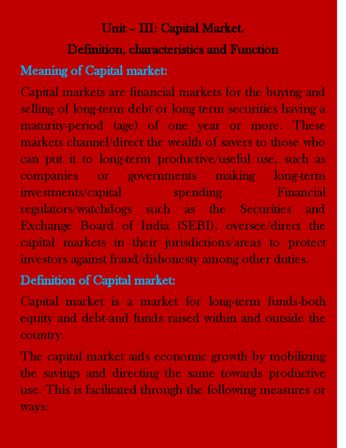 capitalmarket-4th-sem-paper-unit-iii-capital-market-definition