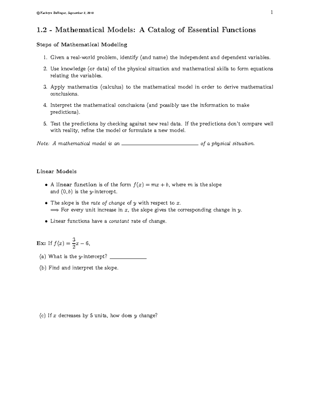 A Catalog of Essential Functions - Use knowledge (or data) of the ...