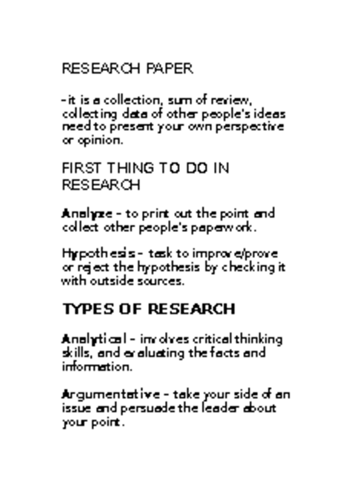 Accountancy research notes - RESEARCH PAPER it is a collection, sum of ...