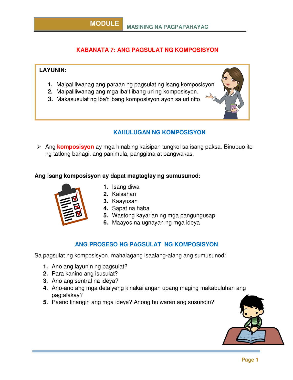 Kabanata 7 ANG Pagsulat NG Komposisyon - MASINING NA PAGPAPAHAYAG ...