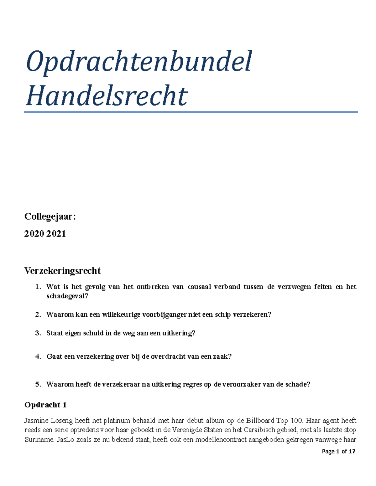 Opdrachtenbundel Handelsrecht Met Toelichting - Opdrachtenbundel ...