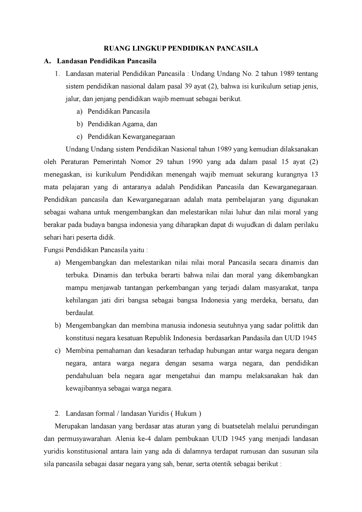 Materi 1 - Aaaaaaaaad - RUANG LINGKUP PENDIDIKAN PANCASILA A. Landasan ...